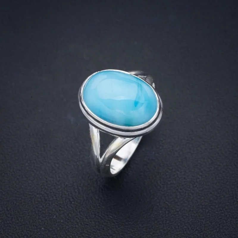

StarGems Larimar Handmade 925 Sterling Silver Ring 8 F1442