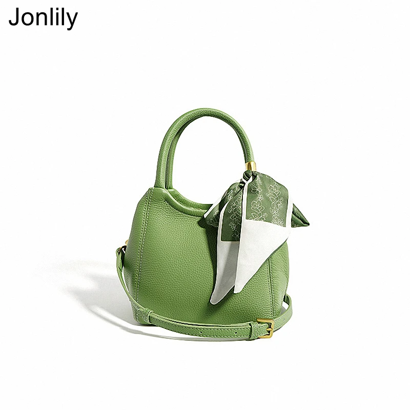 

Jonlily Women Genuine Leather Shoulder Bags Elegant Small Bucket Bag Fashion Daybag Crossbody Bag Handbags Daily Purse -KG755