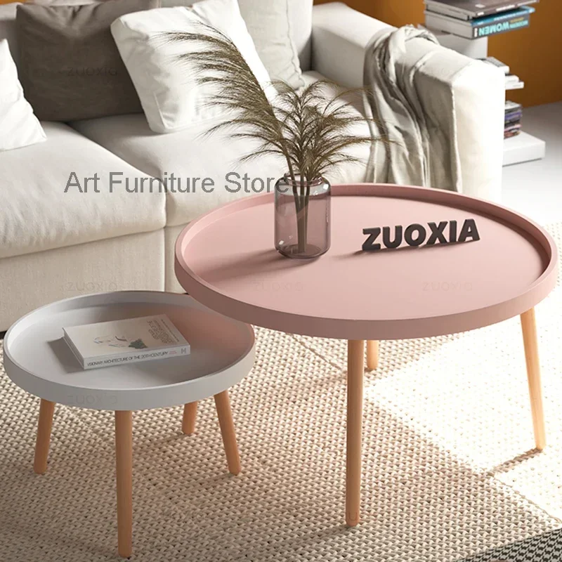 Скандинавский минималистичный журнальный столик круглый небольшой пластиковый