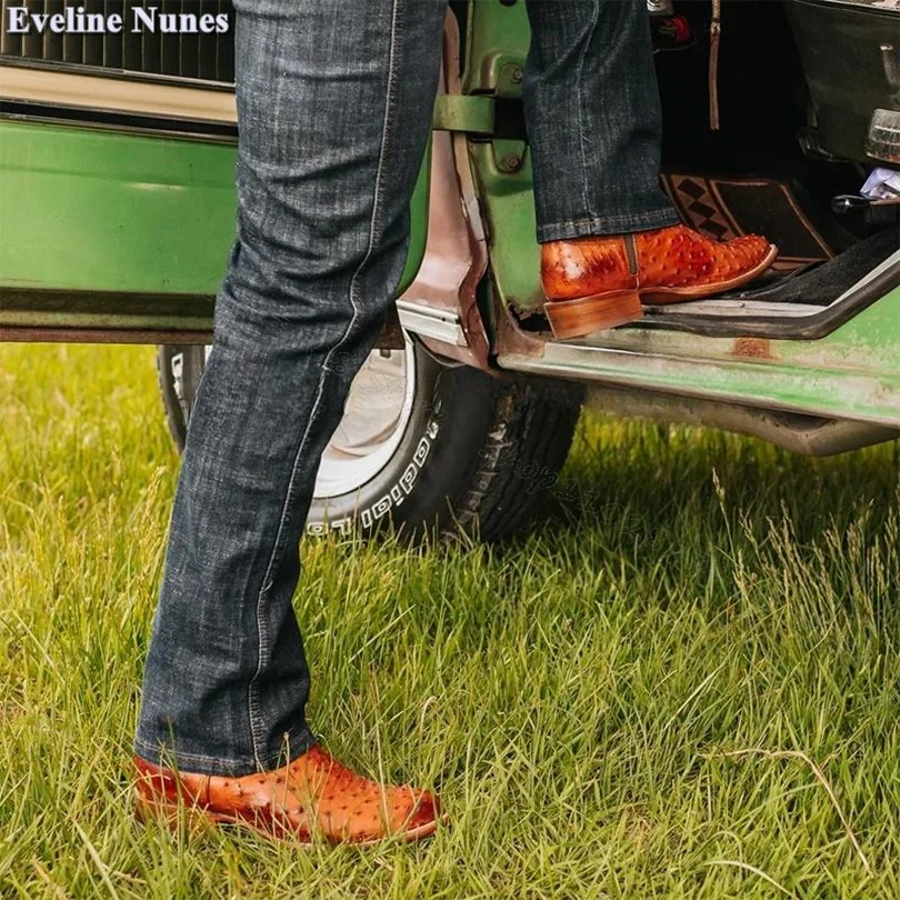 Мужские ковбойские ботинки на молнии сбоку черные однотонные повседневные в