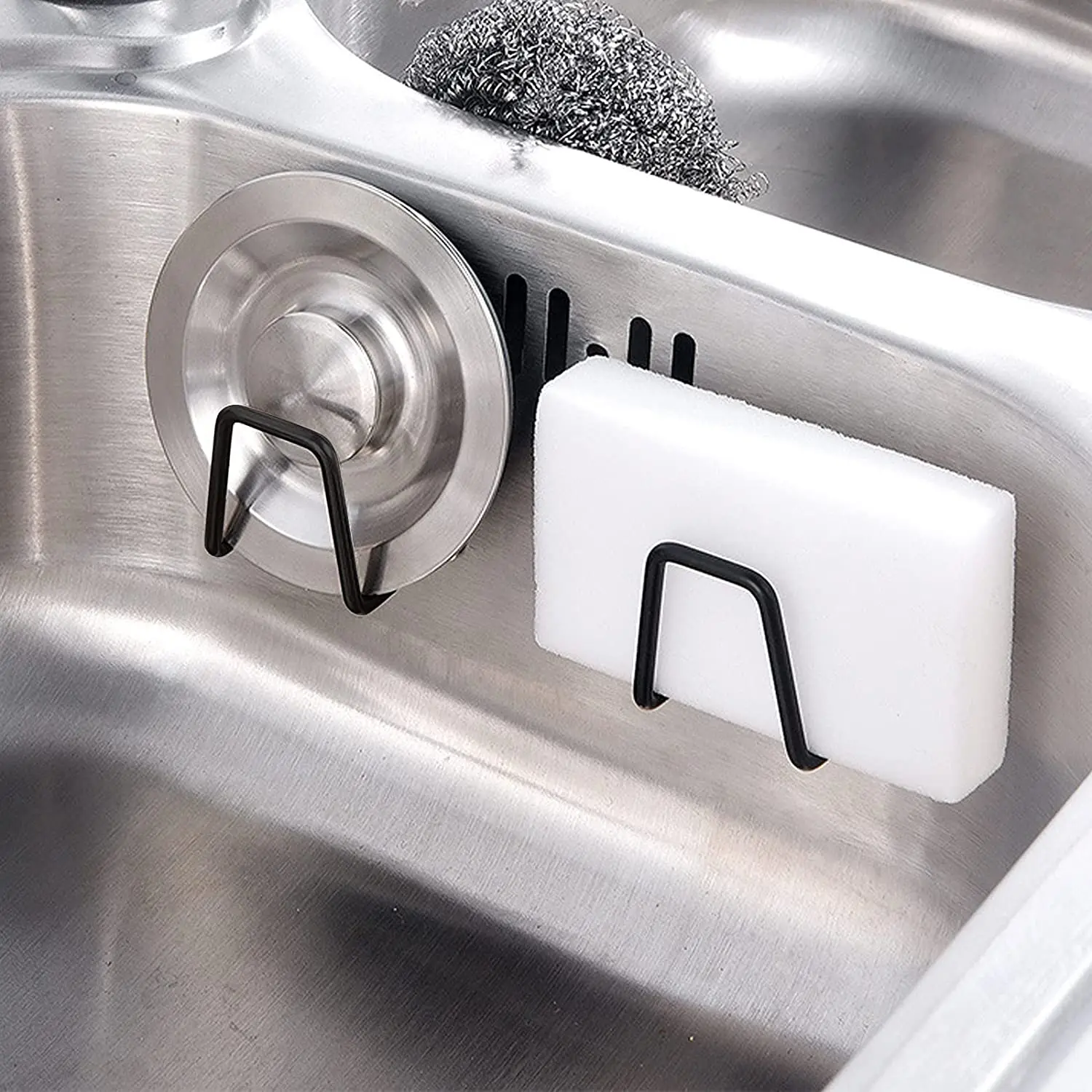 

Kitchen Stainless Steel Sponges Racks Self Adhesive Sink Sponges Drain Drying Rack Kitchen Sink Accessories Storage Holders
