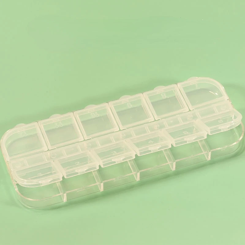 

Wholesale Nail 12 Bar Storage Box Transparent Acrylic Jewelry Diamond Sub Box Box Strip Box