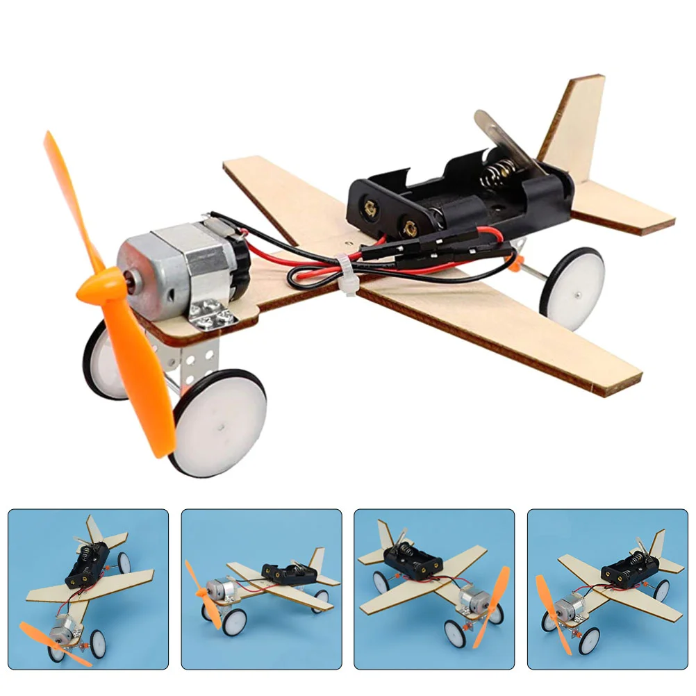 

1 Set Kids STEM Science Learning Kit DIY Wooden Aircraft Toy without