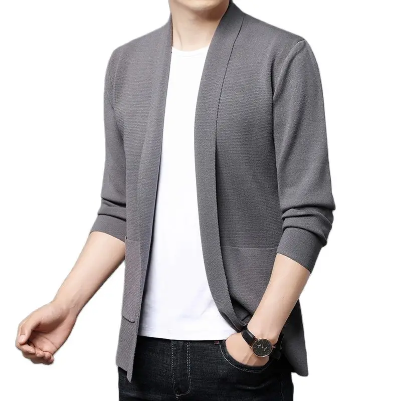 Мужской вязаный свитер высокого качества мужской кардиган пальто длинный с