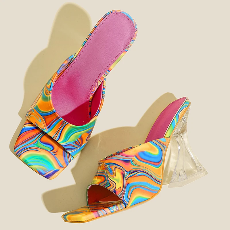 

Big Size Women Pumps High Heels Shoe Women Sandals 2022 Sexy Peep Toe Crystal High-Heeled Shoes For Women Slides Summer Slippers