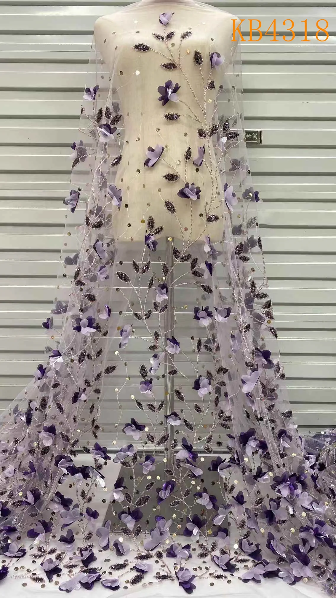 Новый 3D цветок с блестками тюль кружево вышивкой 2024 высококачественная