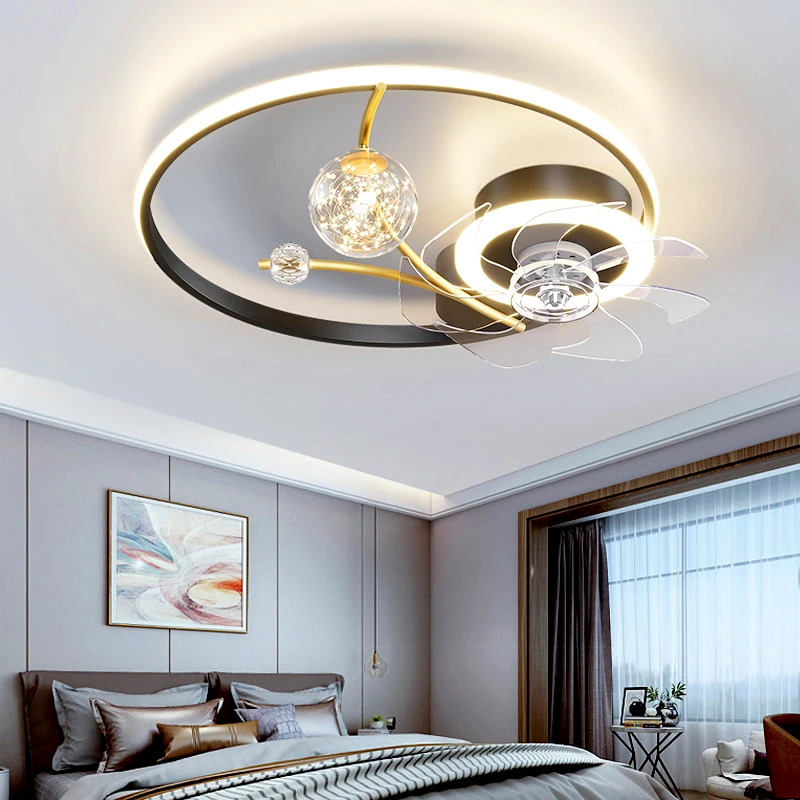 

Pendant Lamp Led Art Chandelier Ceiling Fan Light Modern Bedroom And Control With Indoor ventiladores para casa