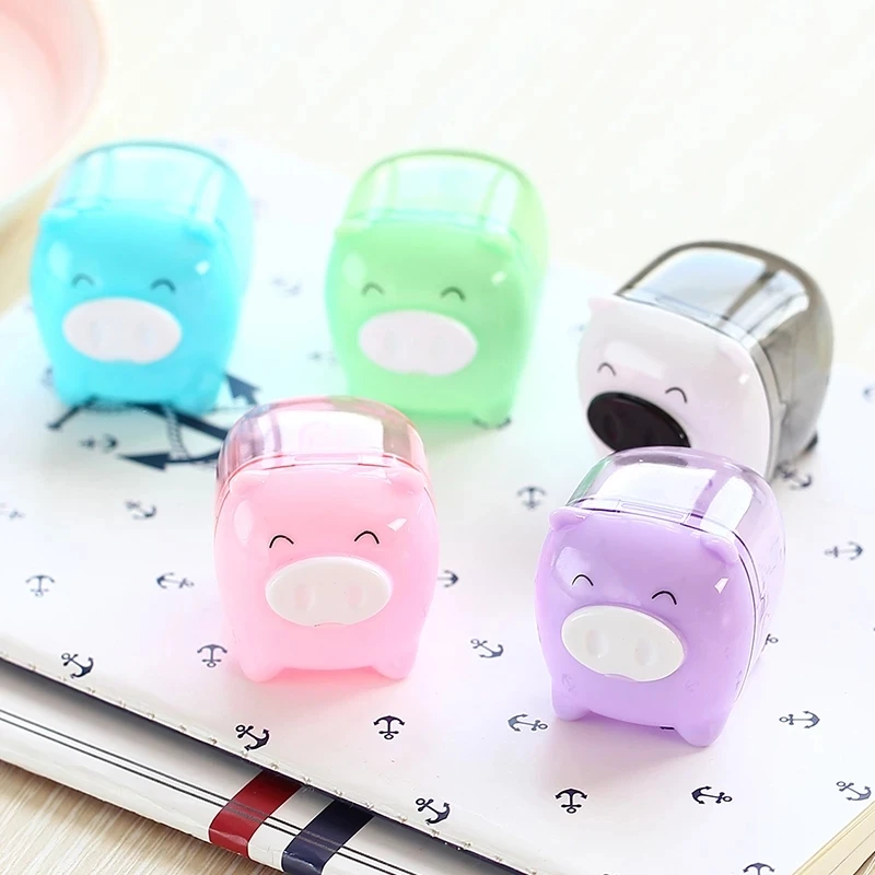 

1 Pcs Cute Kawaii Animal Pig Sweet Candy Colored Cartoon Pencil Sharpener Cutting Machine Korean Kids School Supplies Stationery