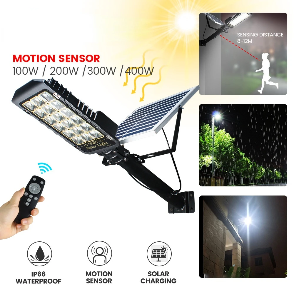 

Новые фонари на солнечной батарее с дистанционным управлением, фонари для улицы, сада, настенные фонари 100/200/300/400 Вт, уличные фонари высокой мощности