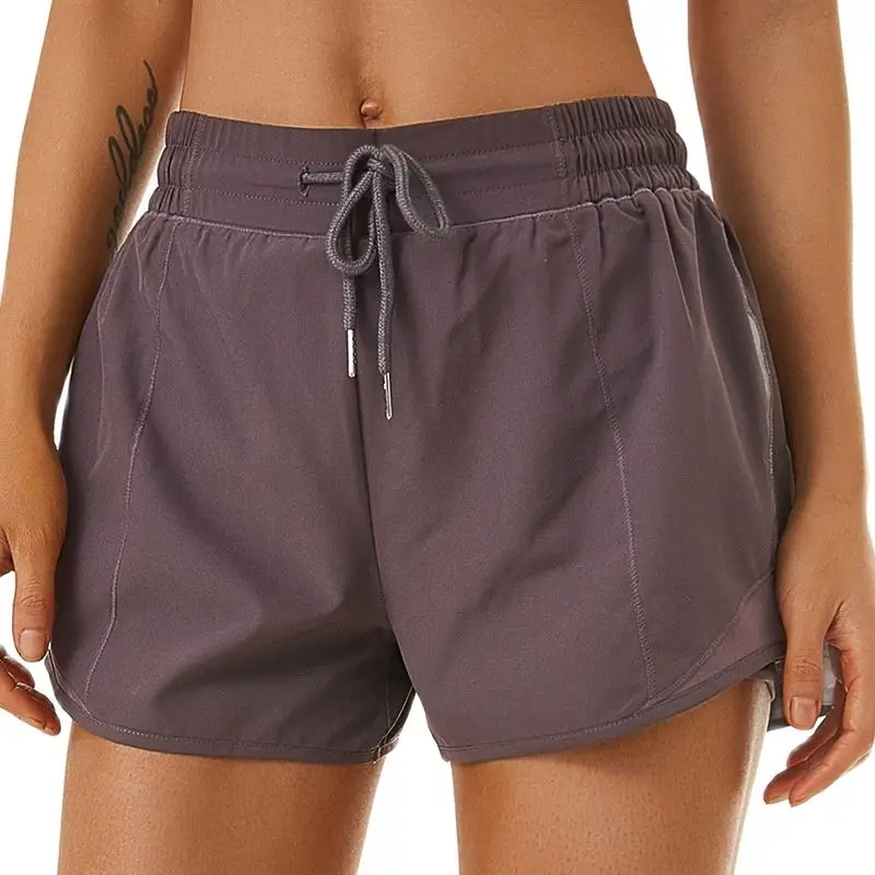 Antibom Yoga Women's Shorts 2 In 1 with Underwear Breathable Tights Fitness Gym Loose Sports Short  Zipper Pocket Running Jogger