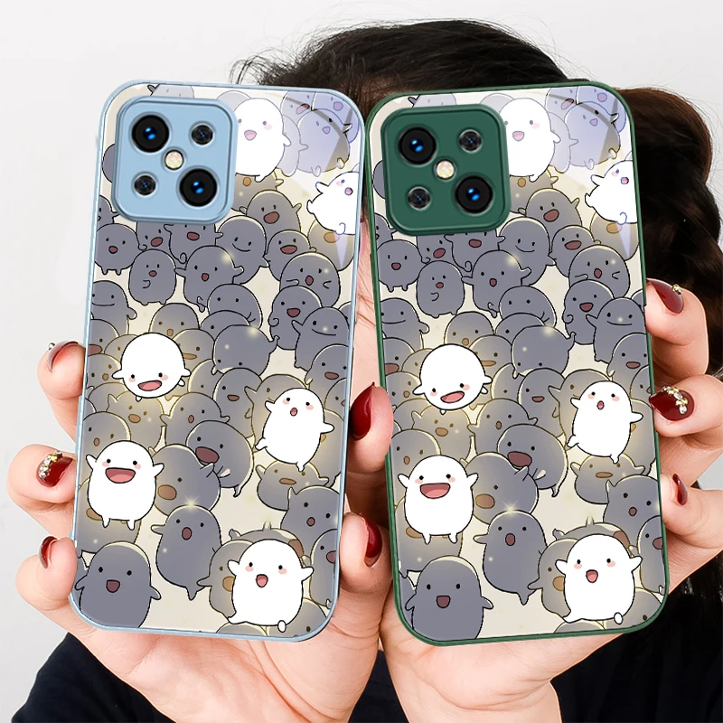 Glowing white animal For Find X5 X3 Lite Reno 6 4Z 5G OPPO A72 79 73 58 A54S OnePlus Nord N200 Tempered glass phone case