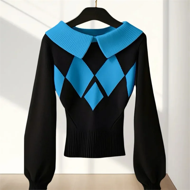 Новинка весна-осень и зима 2025 уникальный очень красивый ромбовидный свитер с