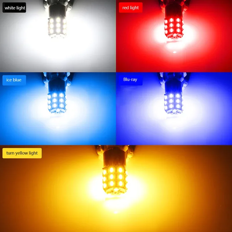 Фото Подсветка для мотоцикла T10, ширина Φ, два цвета, задняя лампа T15 3014 54smd W5w, задняя лампа для вождения, цвет красный, желтый №4