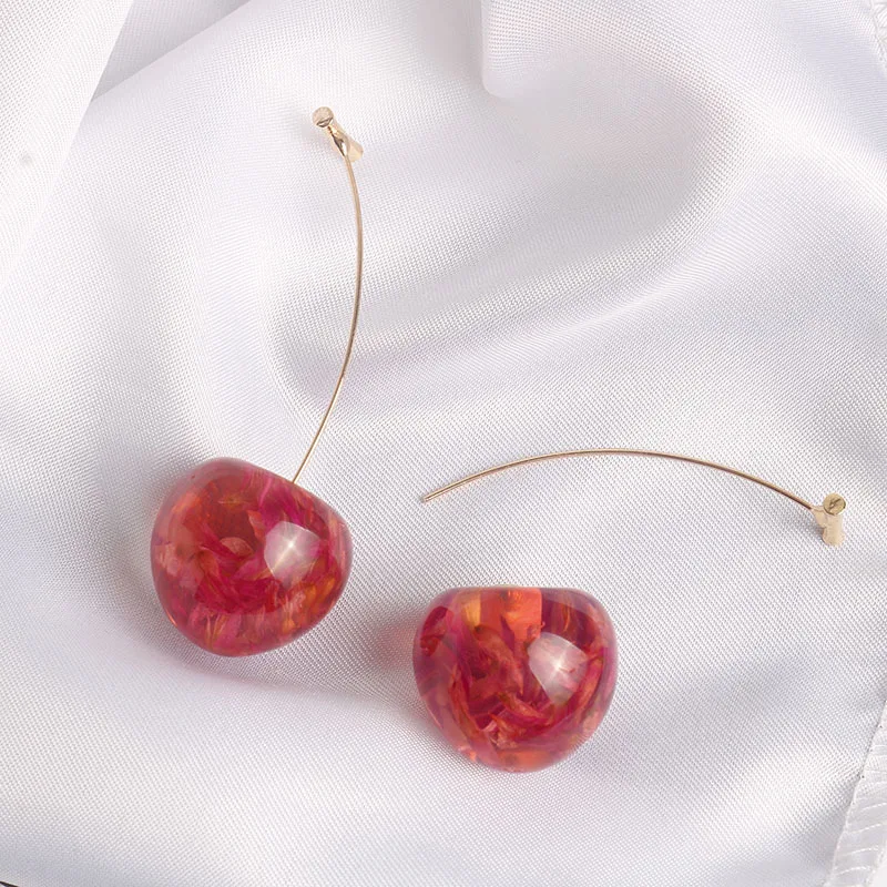 

2023 Women Earrings Gold Jeweler Gothic Accessories Wine Red Cherry Long Fashion Niche HighEnd Earrings Fashion Pendientes Mujer