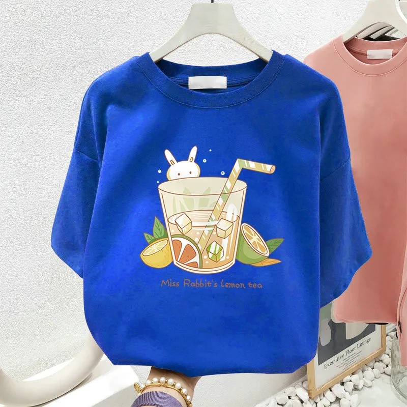 

EBAIHUI 100% Cotton L-6XL T Shirt Plus Size Tshirt Short Sleeve Women Top Summer Cartoon Print Couple O Neck Oversized T Shirts