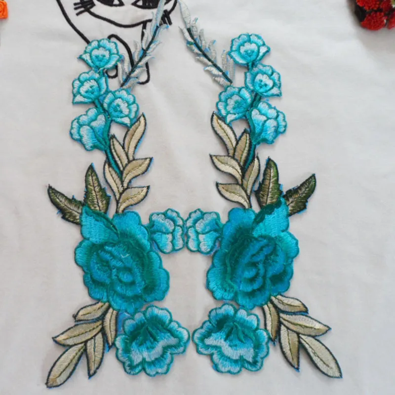 1 пара сделай сам вышитая нашивка с цветком розы Аппликации подходит для джинсов