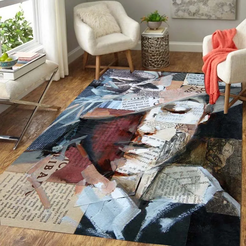 

Newspaper Creative Drawing Carpet Soft Area Rugs Large Floor Mat for Living Room Bedroom Doormat Non Slip Carpet Home Decor