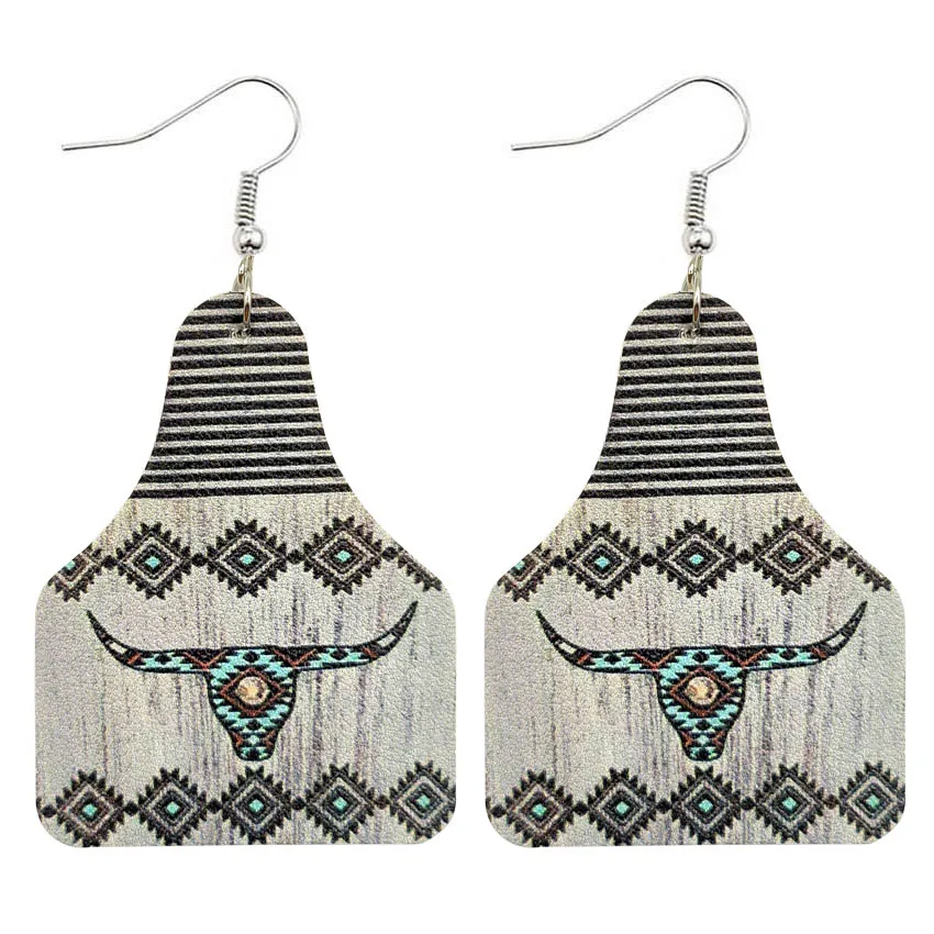 Женские серьги из искусственной кожи Винтажные натуральной с принтом головы