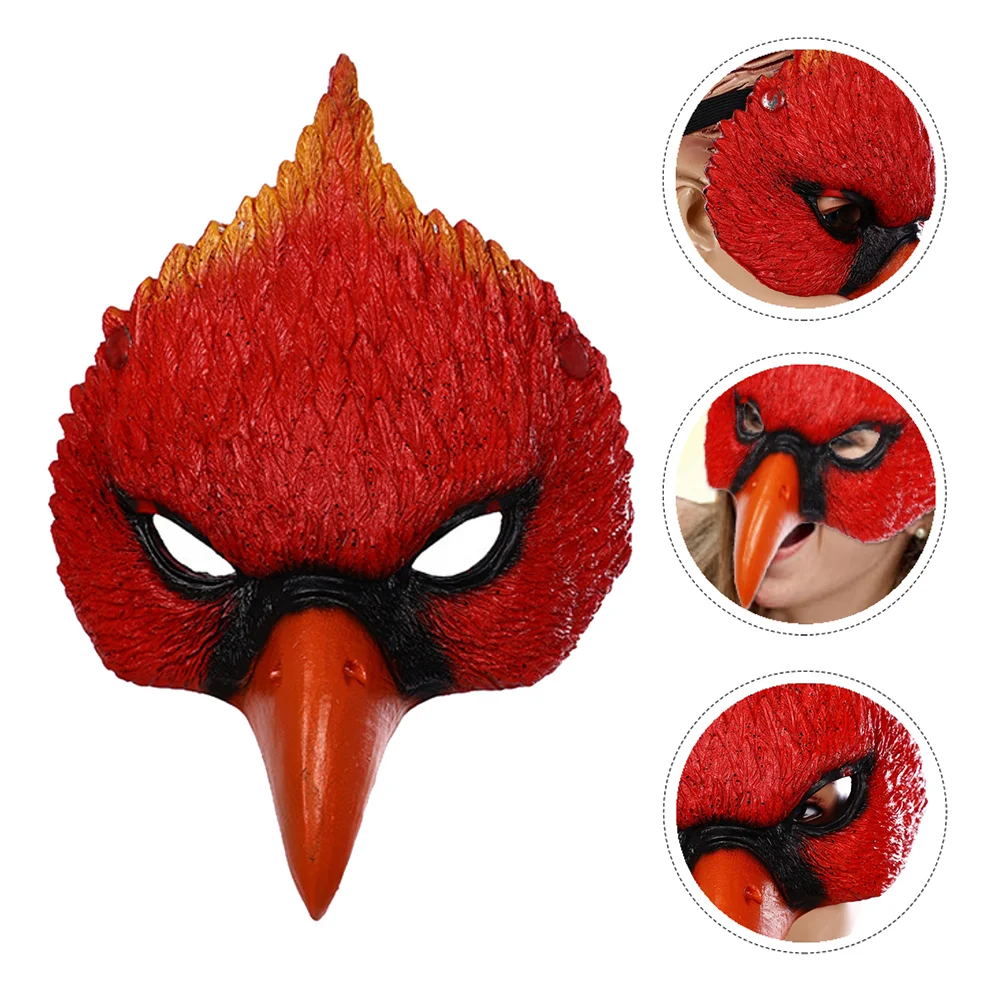 

1 Pc Parrot Decor Animal Mask Creative Carnival Mask Bird Head Face Mask Party Decor (Red)
