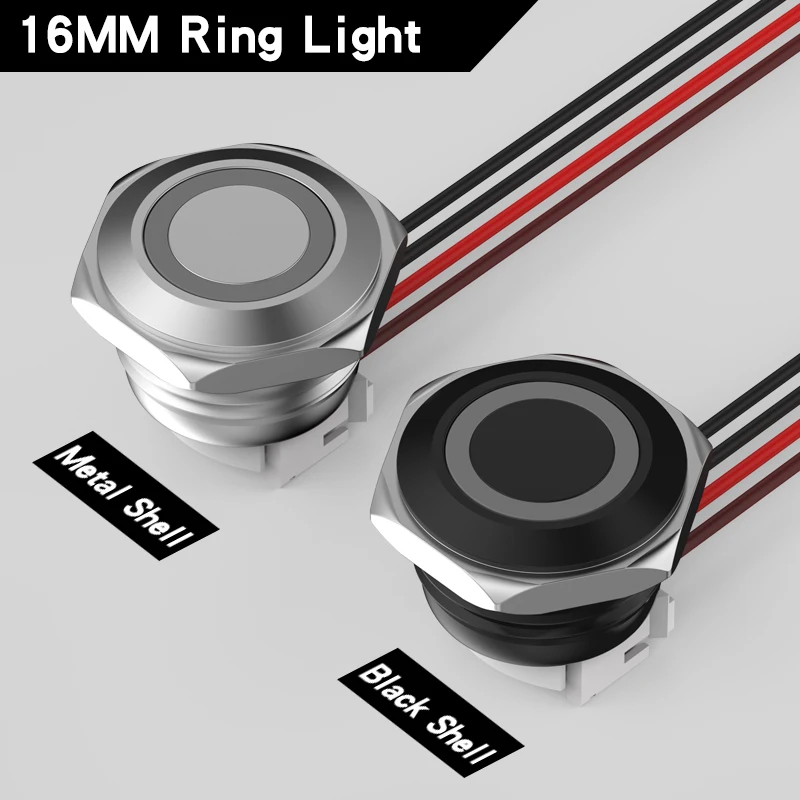 Мини металлический кнопочный переключатель с подсветкой 6-24В