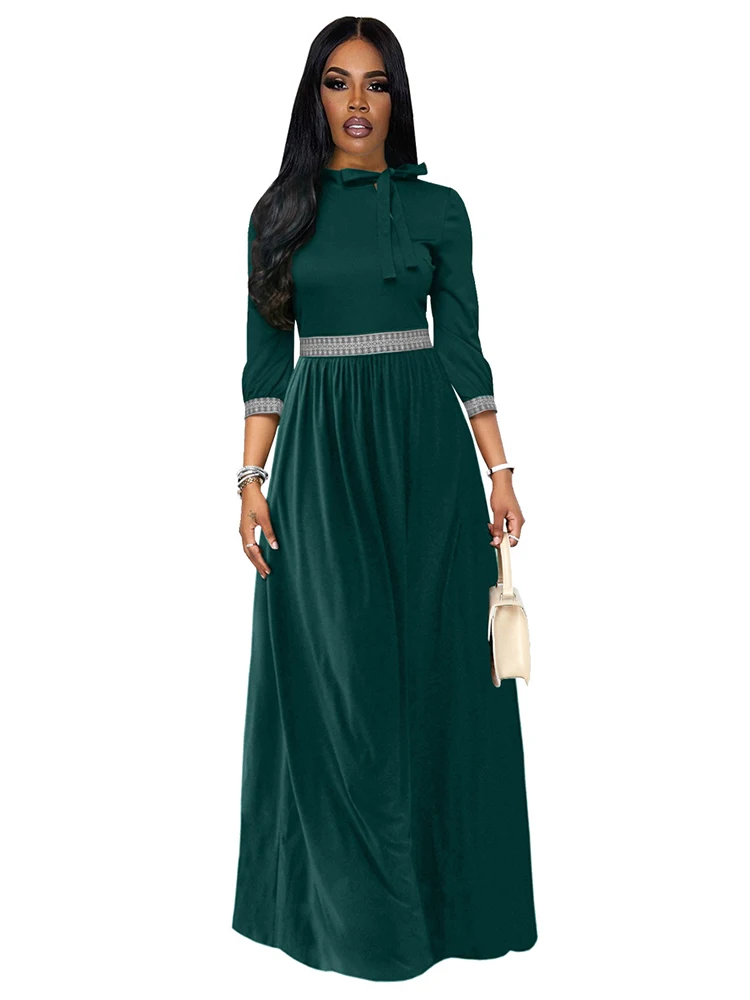 

Длинное платье макси в африканском стиле, женское платье на шнуровке с круглым вырезом, одежда в африканском стиле на осень, новая мода, элег...