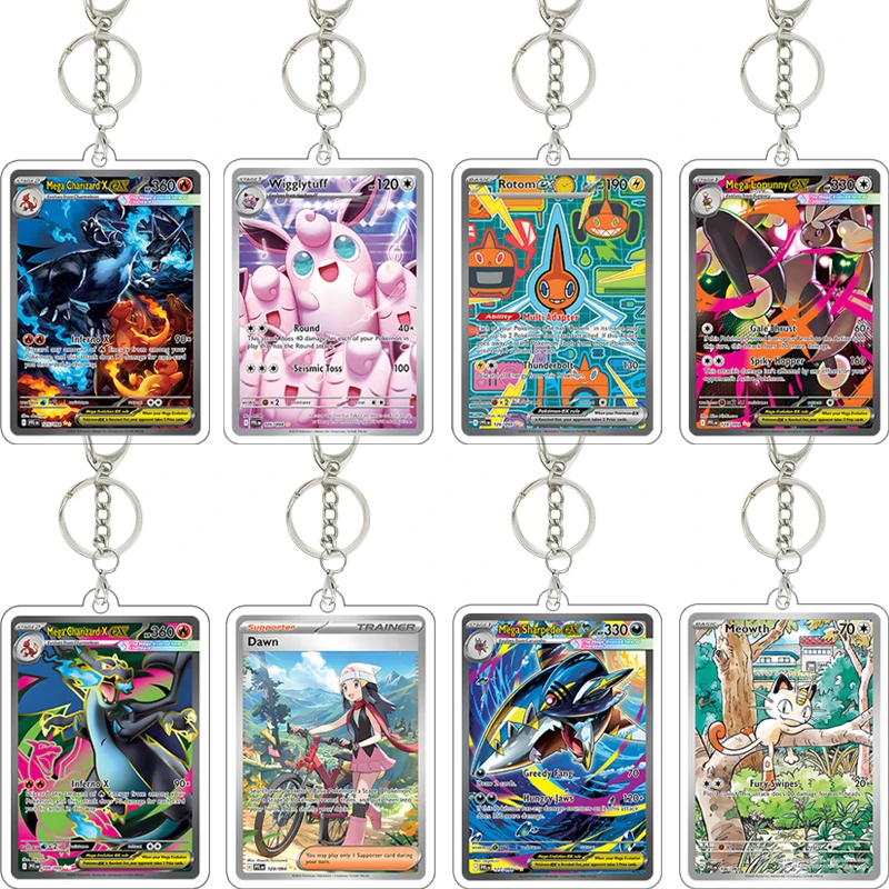 Фото Акриловый брелок Mega Charizard X Ex для коллекционных карт Pocket Monster PTCG, подвеска для школьной сумки, аниме-украшение, коллекционный предмет, подарок на день рождения №1