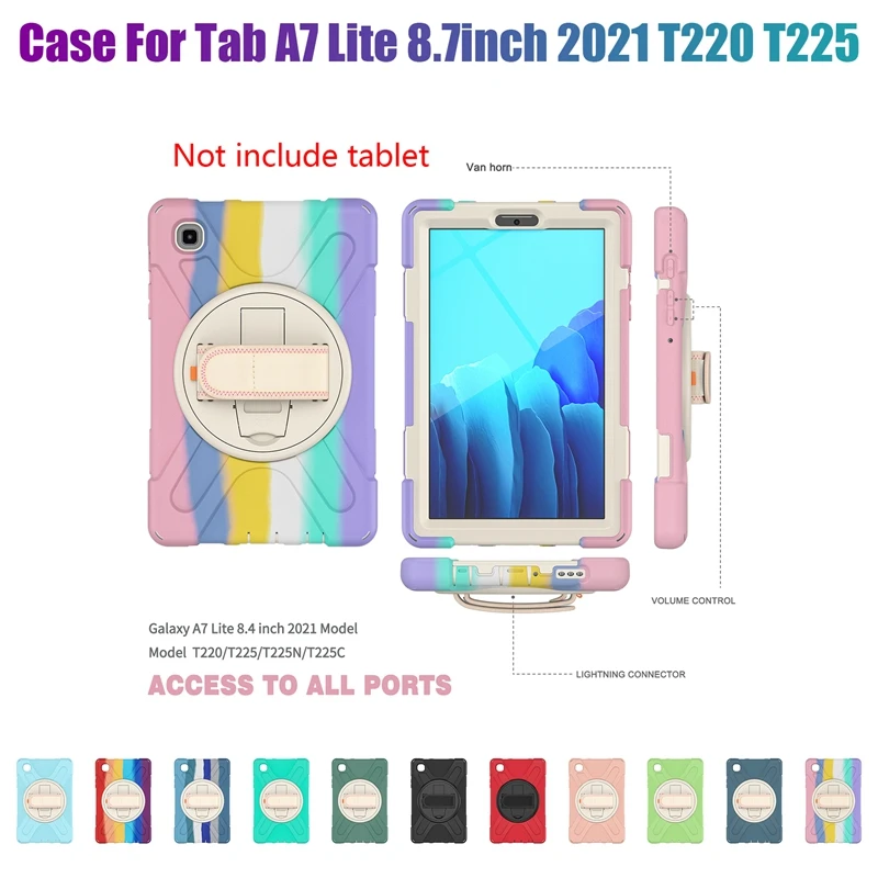

Silicone Case For Samsung Tab A7 Lite 8.7Inch 2021 T220 T225 Tablet Case Anti-Drop Tablet Stand For Watching Movies