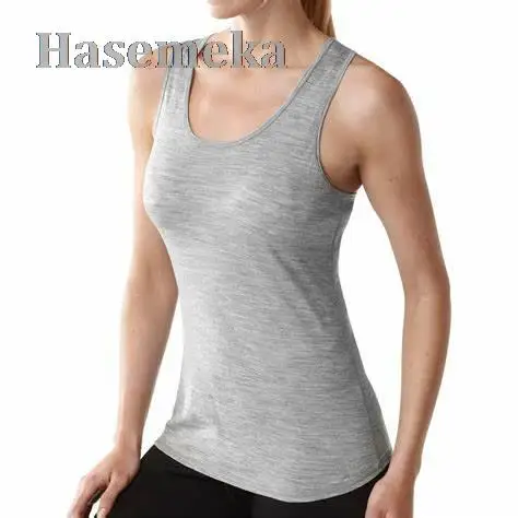 

100 % Superfine Merino Wool Crew Tank Women's Running Hiking Sports Tops Merino 17.5 Micro Sleeveless Breathable T-Shirts