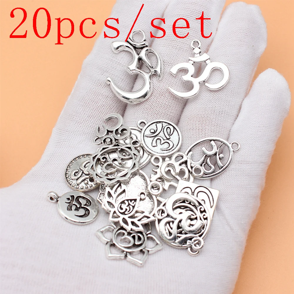 

Vintage OM Yoga Symbol Charms Accessories For Jewelry Cute Items 20pcs/set