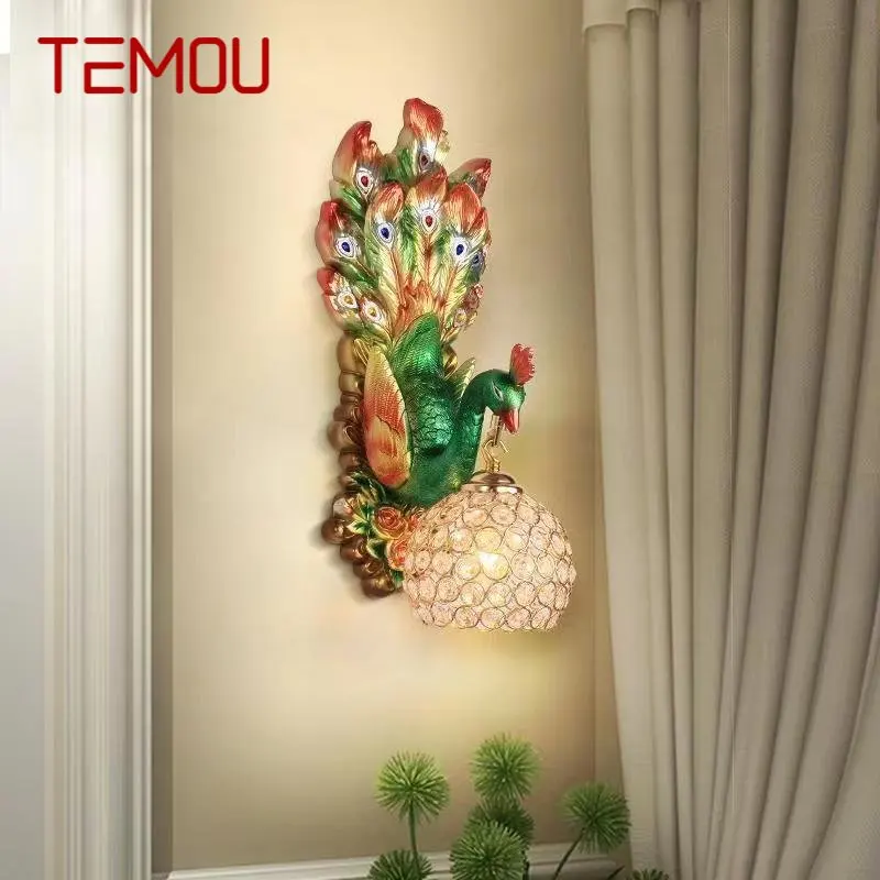 TEMOU современный настенный светильник в виде павлина светодиодный интерьерный