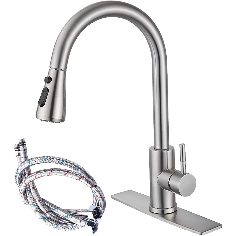 

zenph Single Level Stainless Steel Sink Pull Out Kitchen Faucet