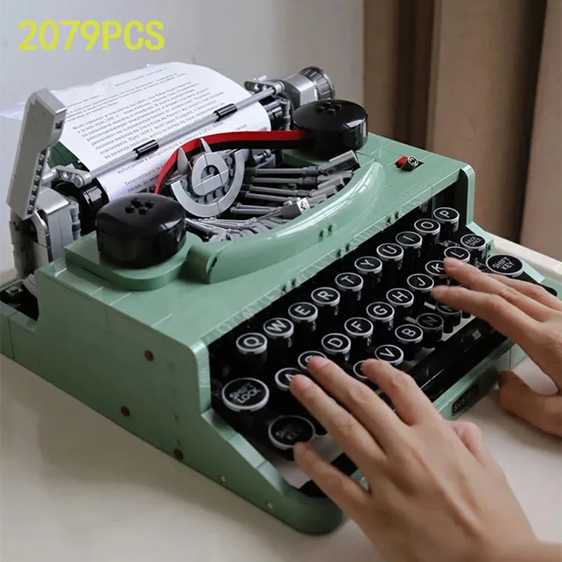 

2079Pcs The Retro Typewriter Building Blocks Marking Machine Keyboard Kids Writing Machine Gift Toy Compatible 21327