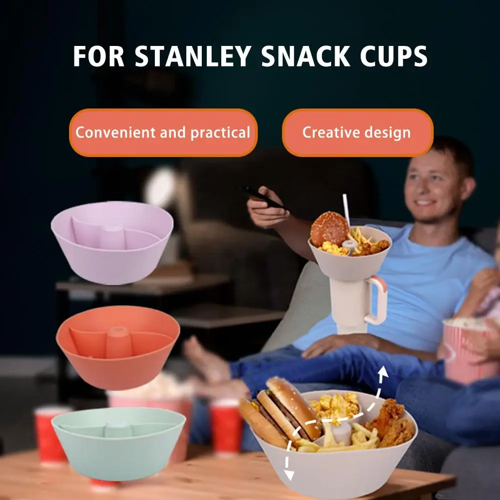 

Silicone Snack For Stanley Cup Portable Stadium Tumbler Snacks Cup Snack Bowl 40oz 4 Compartment Reusable Snack Platters Z2V9