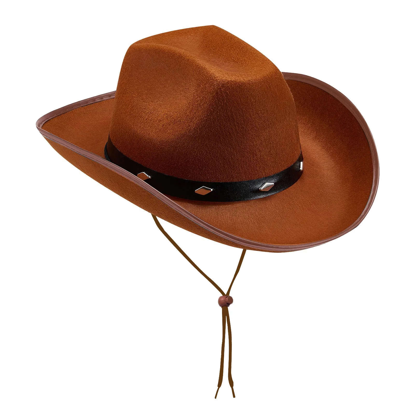

Ethnic Style Cowboy Hat Fashion Chic Unisex Solid Color Jazz Hat With Bull Shaped Decor Western Cowboy Hats
