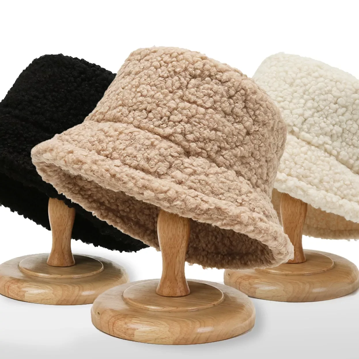 Faux Fur Bucket Hat Winter Warm Velvet Hats for Women Lady Thicken Bob Panama Outdoor Fisherman Hats Caps Girls
