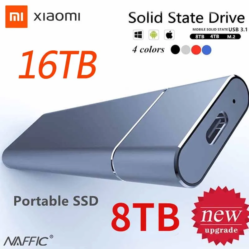 

Внешний твердотельный накопитель Xiaomi Oringal, 8 ТБ, 4 ТБ, USB 3,1 Type-C
