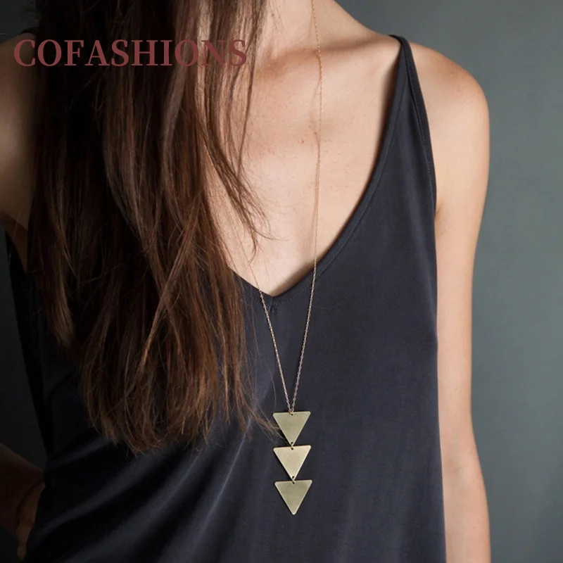 

2022 Trend Elegant Fashion Necklace for Women Inverted Triangle Pendant Necklaces Stainless Steel Chain Choker Luxury Jewelry