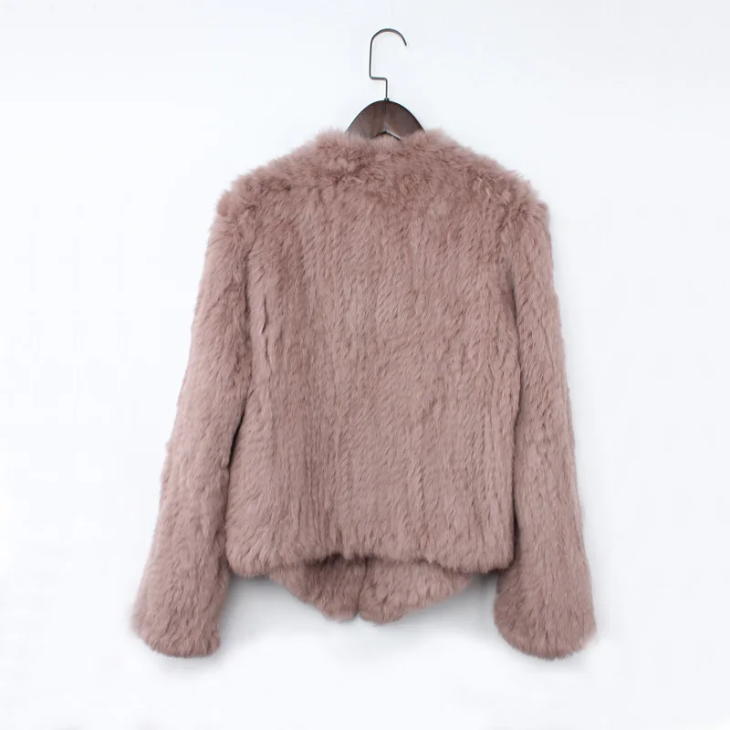 Real Rabbit Fur Knit Cardigan Coat Female Natural Handmade Irregular Collar Overcoat Rabbit Fur Jacket Knitted Outerwear Vest