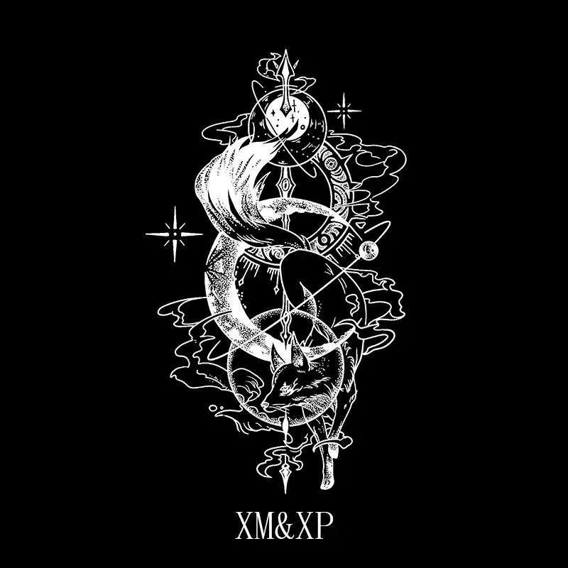 

Fox Moon Herbal Tattoo Sticker Temporary Tattoos Wholesale Tatoo Waterproof Tatto Cute Hotwife Festival Accessories Art Stickers