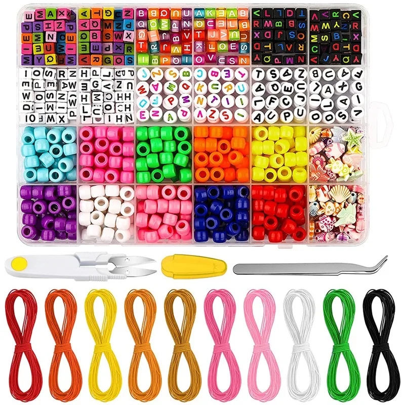 

Beads Bracelet Making Kit for Girls,Rainbow Jewelry Making Kit with Charms Elastic String Tools for Kids Girls Gifts