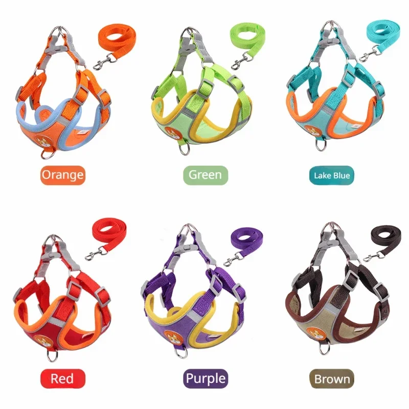 New Pet Dog Vest Harness Softer Comfortable Material Double D Hook Anti Release Quick Connect Rope
