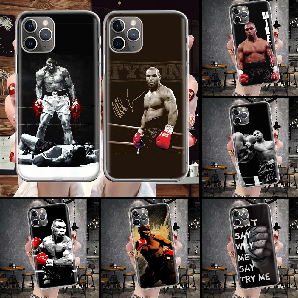 Фото Мягкий чехол для телефона с изображением Майка Тайсона для iPhone 11, 17 Air, 17E, 16E, 16 Pro Max, 15+, 14 Plus, 13, 12, Apple 7, SE, 8, Fundas Coque 11, 17 №1
