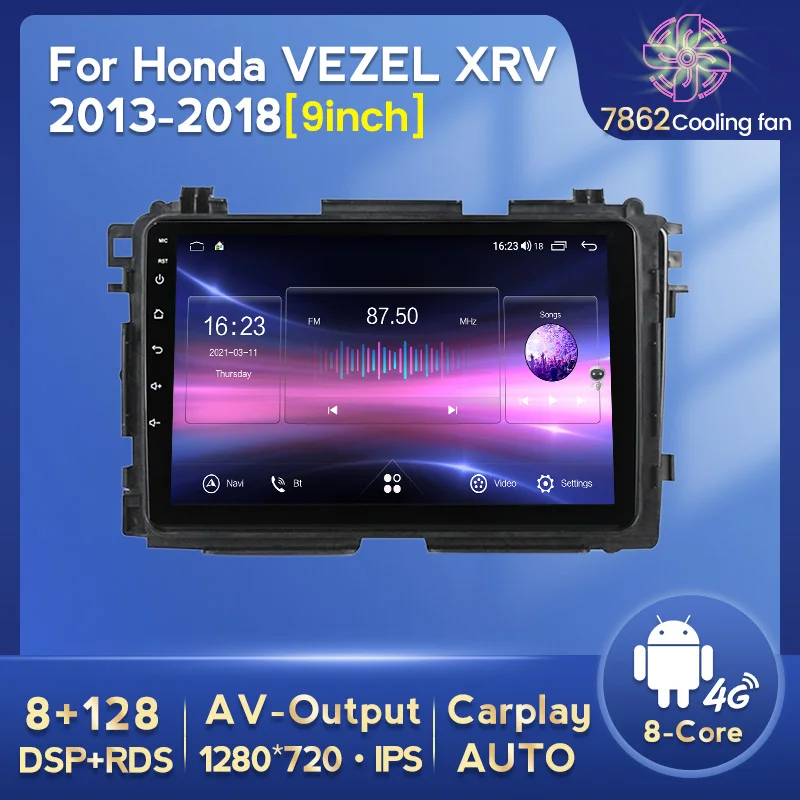 

NaviFly 8+128G 1280*720 Android 11 автомагнитола Для Honda Vezel HR-V HRV 2015-2017 Мультимедийный Плеер GPS Навигация Carplay WiFi 4G
