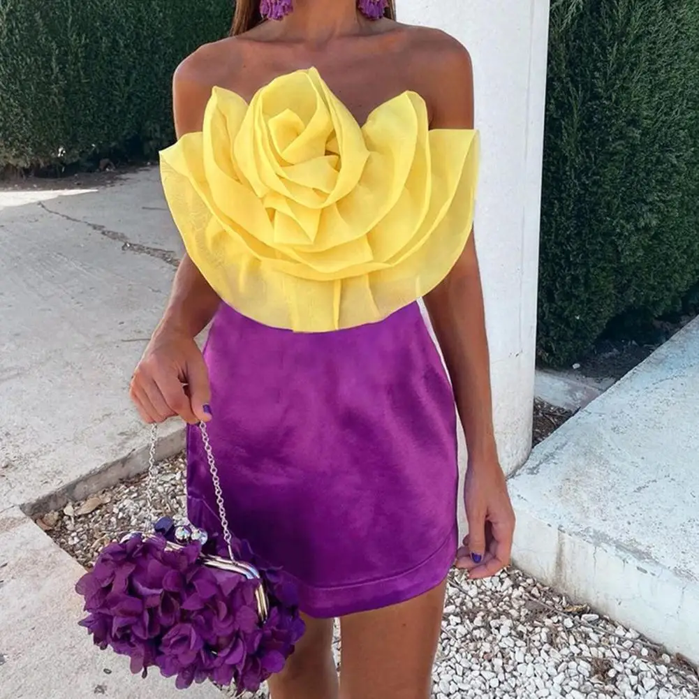 

Mesh Yellow Rose Floral Top Autumn Winter Fashion Sleeveless Crop Tops Sets Christmas Party Women 2023 Blusas Mujer New