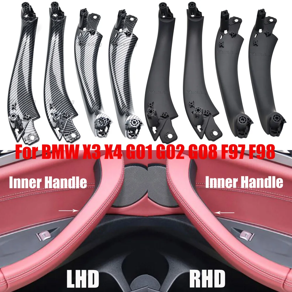 

Накладная ручка слева/справа для внутренней двери автомобиля, черная отделка из углеродного волокна, аксессуары для BMW X3, G01, G02, F97, X4, G08, F98 2018-2021