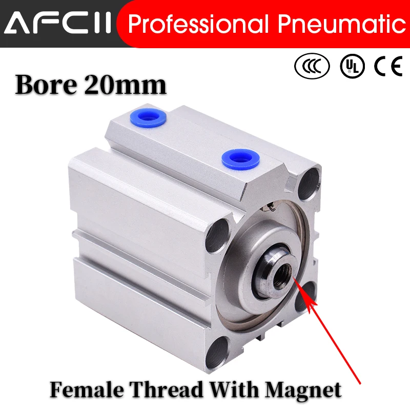 

SDA Type Bore 20mm stroke 5/10/20/25/30/40/50/100mm double acting SDA20-S compact air pneumatic piston cylinder Female