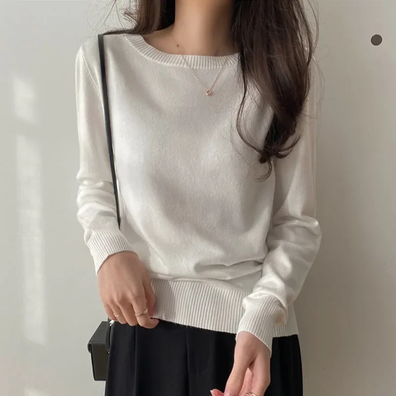 Новый вязаный свитер с круглым вырезом женские пуловеры длинными рукавами