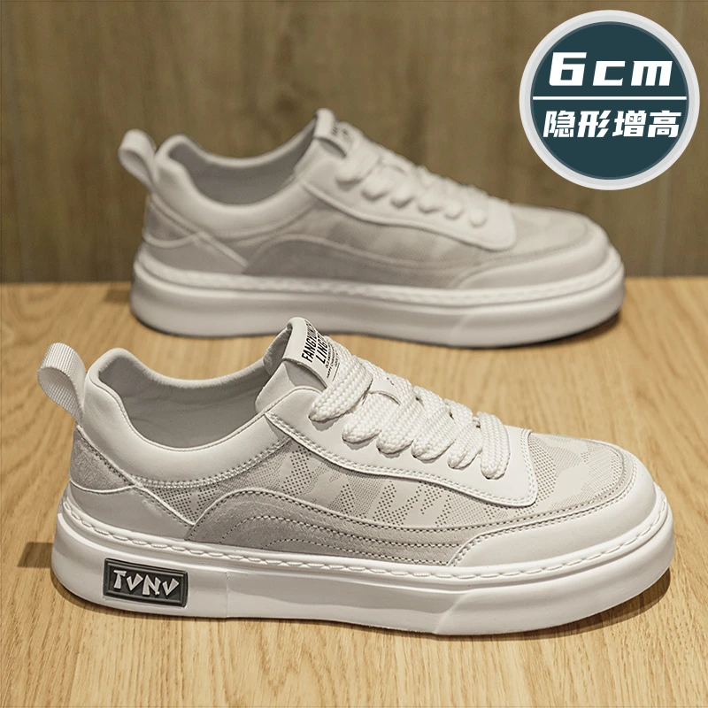 Elevator Invisible 0cm Sneakers Men's Autumn Cloth Breathable 2024 New Sports Casual All-matching Shoes Fashion