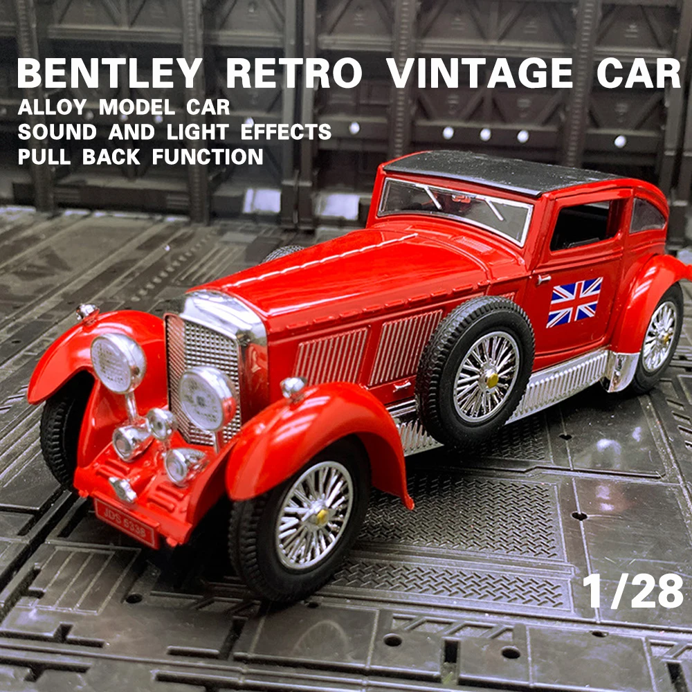 

1/28 Diecast Alloy Model Car Bentley Retro Vintage Car Classic Miniature Metal Vehicle for Boys Collectible Gift Children Hottoy
