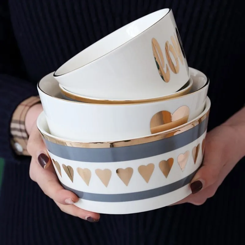 

Creative household Phnom Penh love ceramic bowl tableware rice bowl large breakfast bowl 5-inch instant noodles bowl